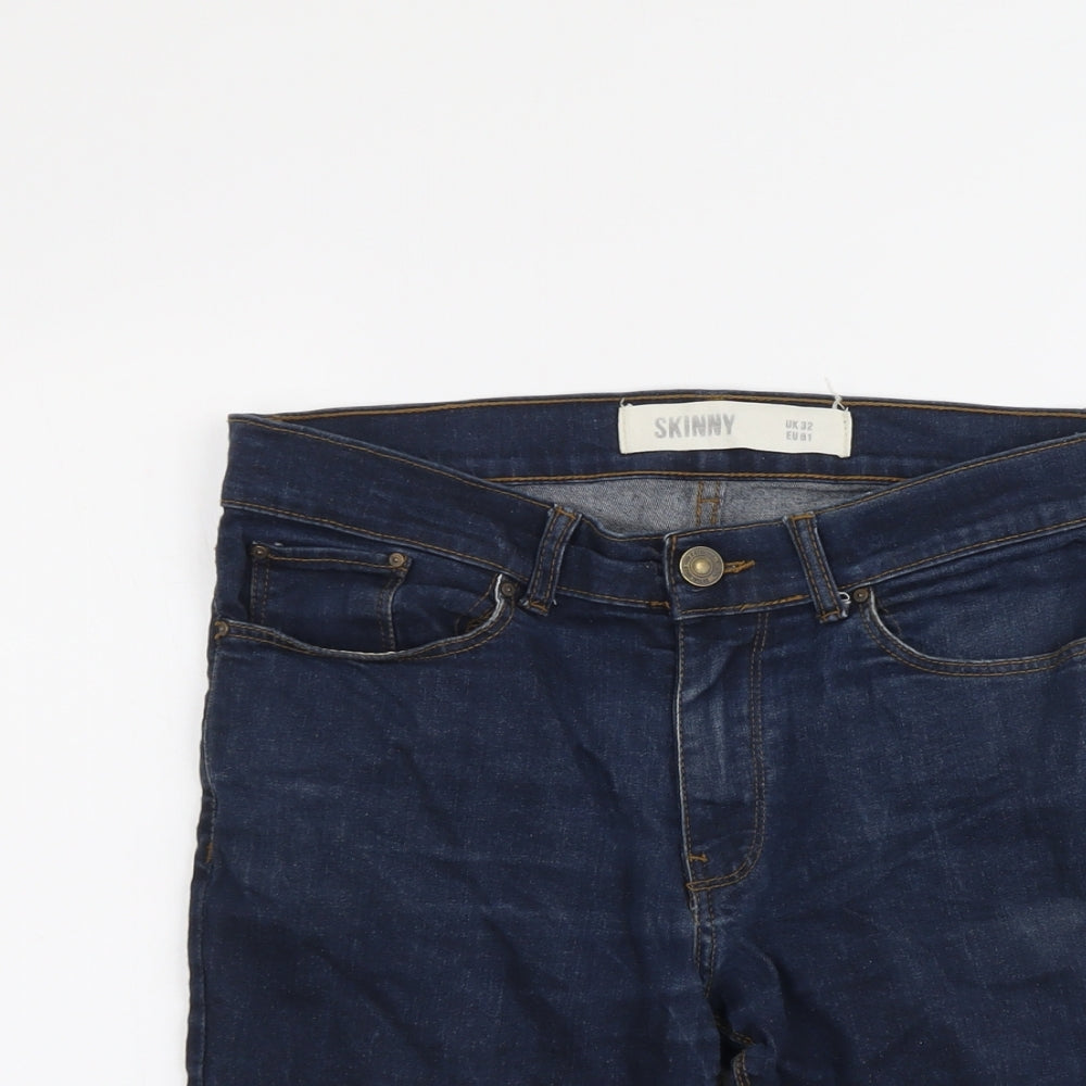 New Look Mens Blue Cotton Chino Shorts Size 32 in L11 in Regular Button