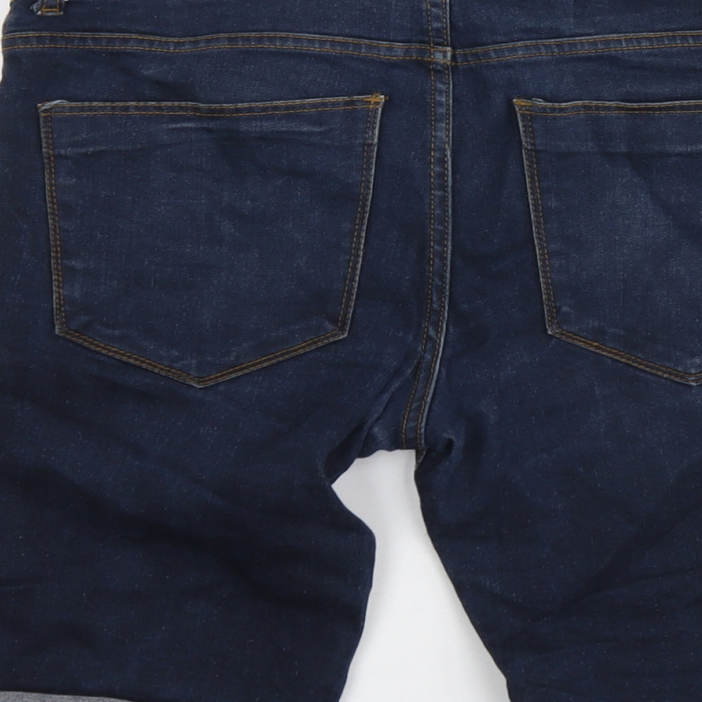 New Look Mens Blue Cotton Chino Shorts Size 32 in L11 in Regular Button
