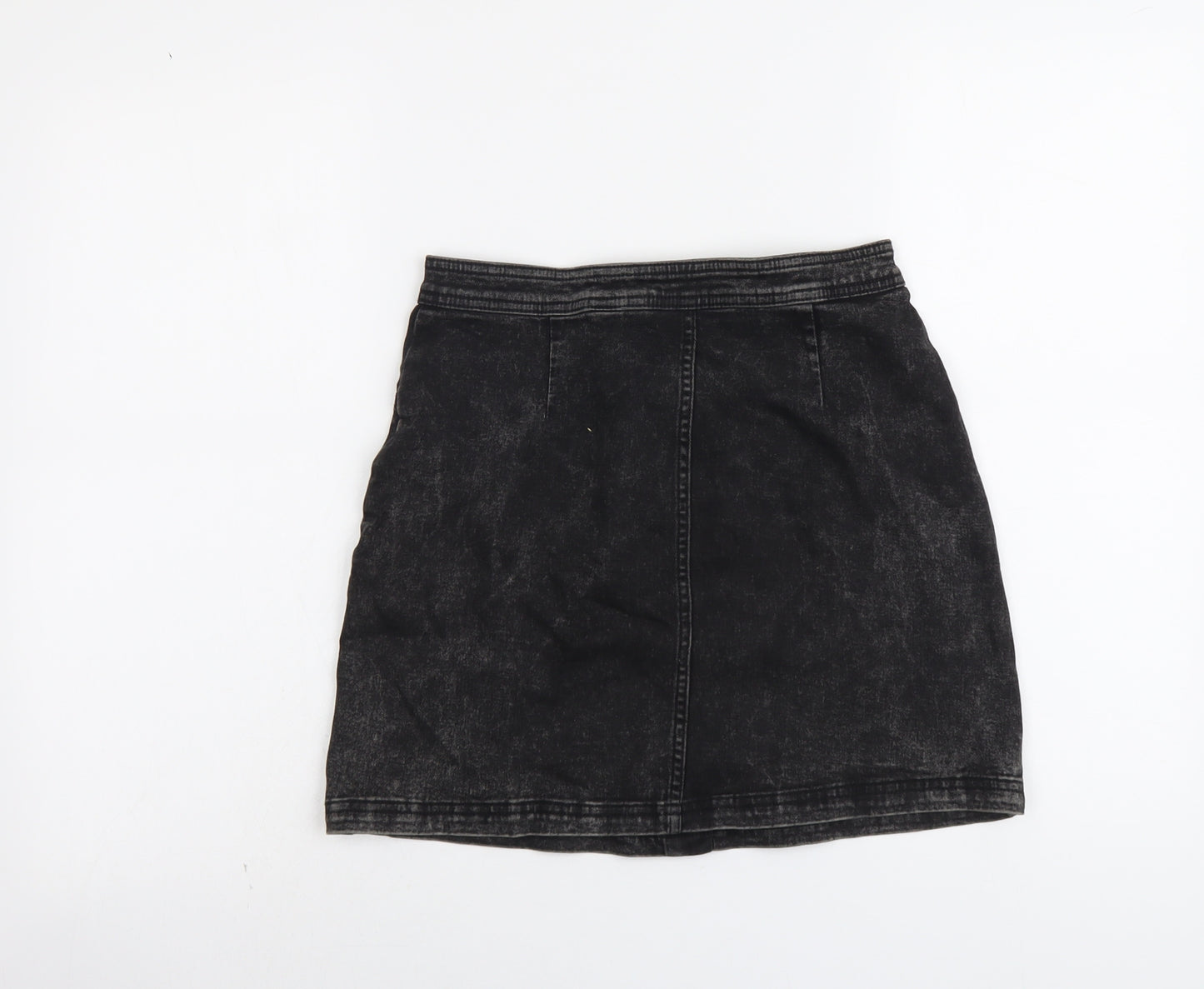 H&M Girls Black Cotton Mini Skirt Size 14 Years Regular Button