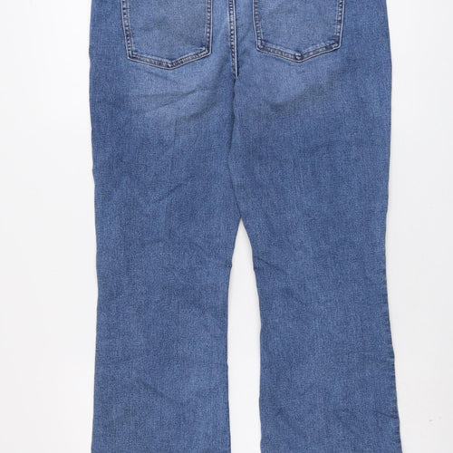 Marks and Spencer Womens Blue Cotton Bootcut Jeans Size 14 L29 in Regular Button