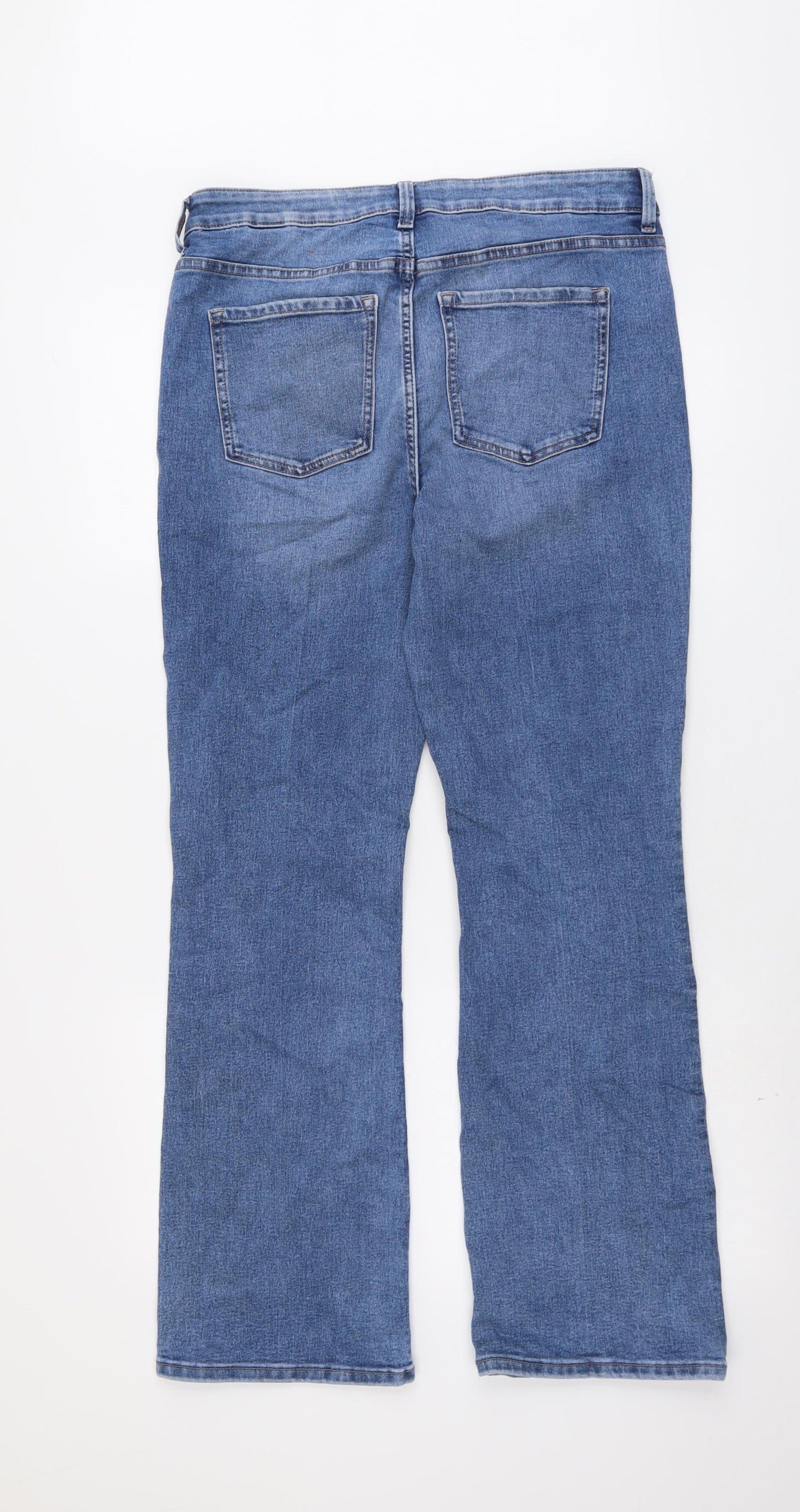 Marks and Spencer Womens Blue Cotton Bootcut Jeans Size 14 L29 in Regular Button