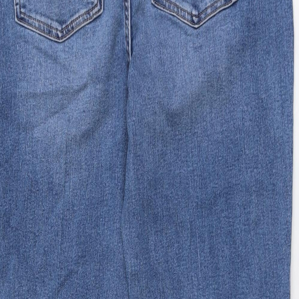 Marks and Spencer Womens Blue Cotton Bootcut Jeans Size 14 L29 in Regular Button