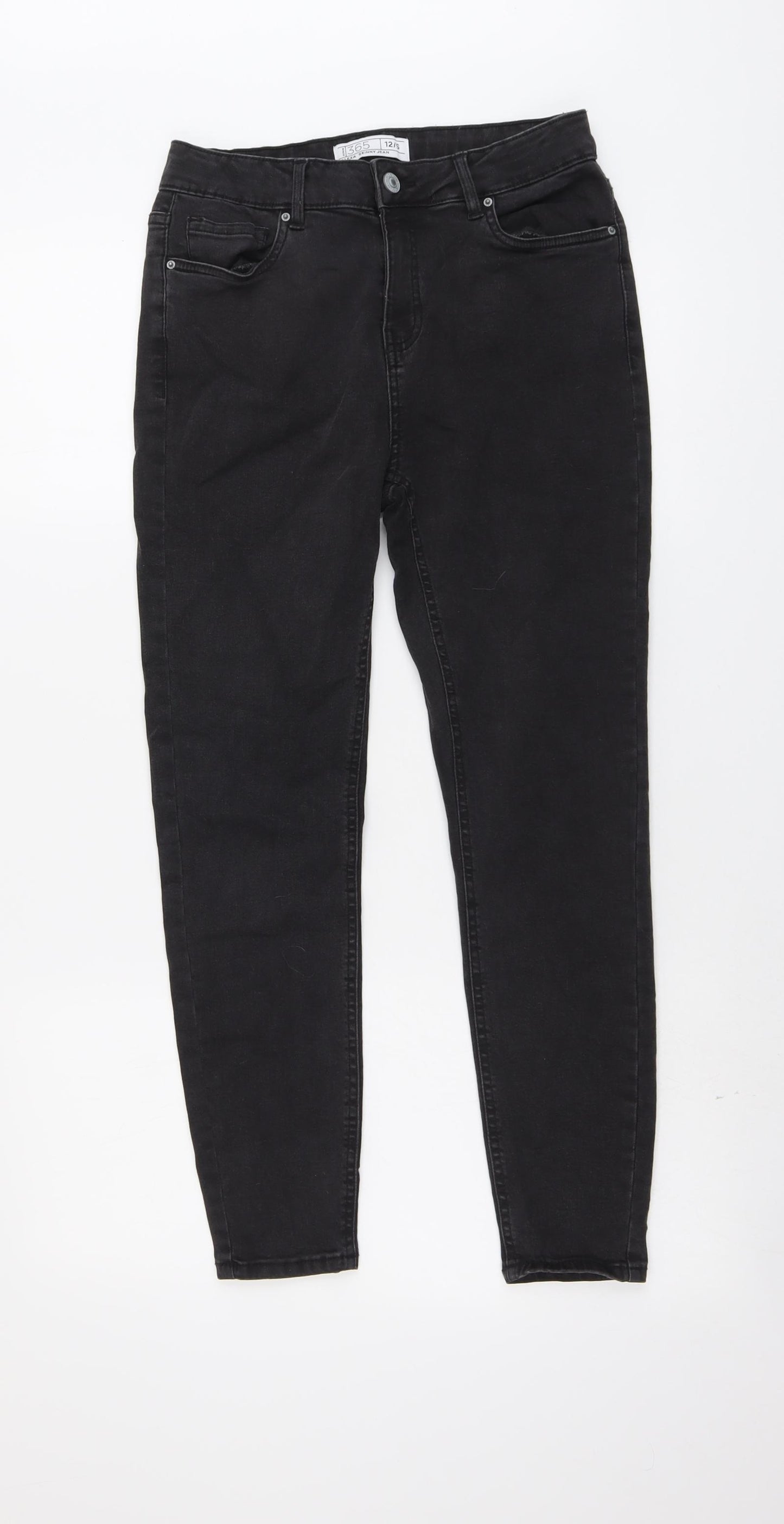 365 Denim Womens Grey Cotton Skinny Jeans Size 12 L25 in Regular Button