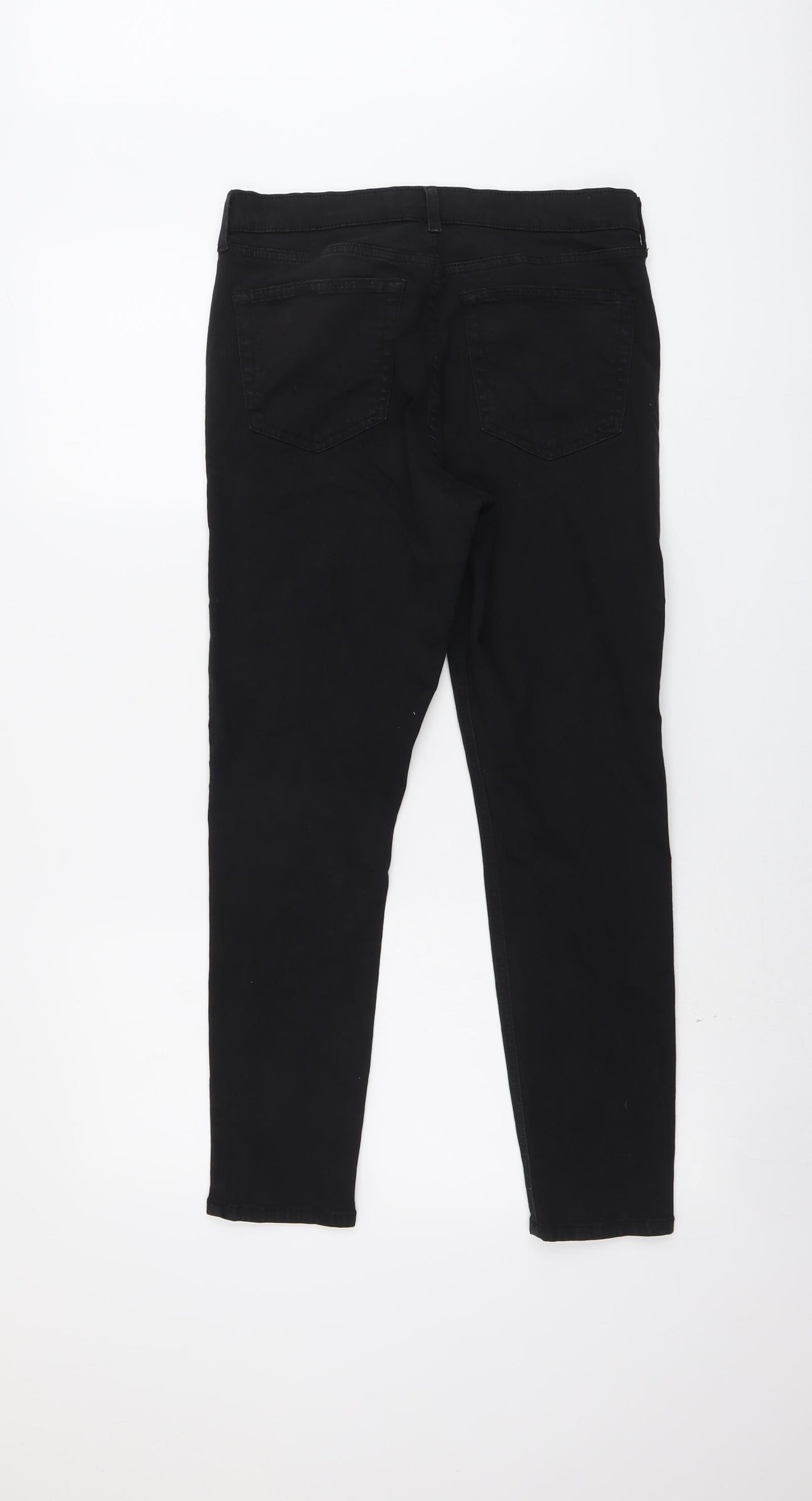 Topshop Womens Black Cotton Skinny Jeans Size 30 in L26 in Regular Button