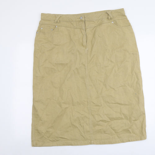 Fashion Debut Womens Brown Cotton A-Line Skirt Size 41 in Button