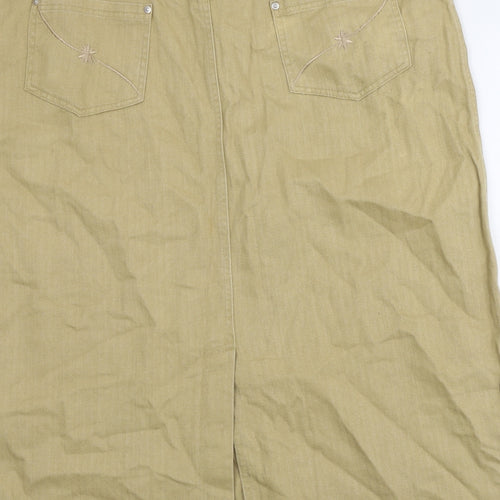 Fashion Debut Womens Brown Cotton A-Line Skirt Size 41 in Button