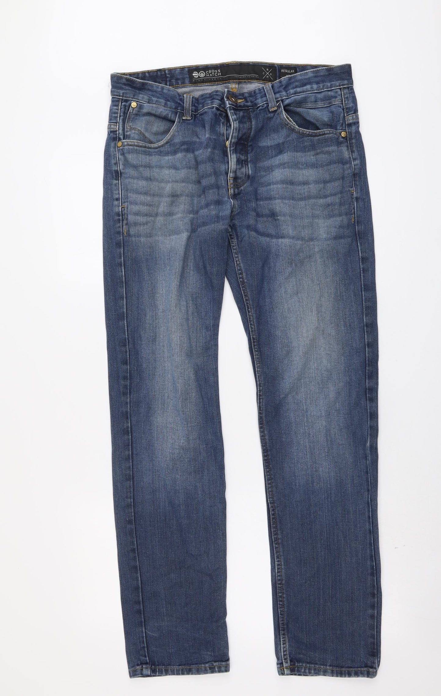 Crosshatch Mens Blue Cotton Straight Jeans Size 32 in L31 in Regular Button