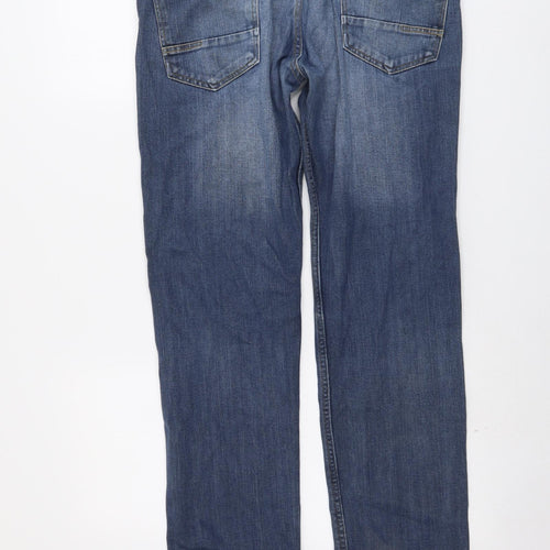 Crosshatch Mens Blue Cotton Straight Jeans Size 32 in L31 in Regular Button