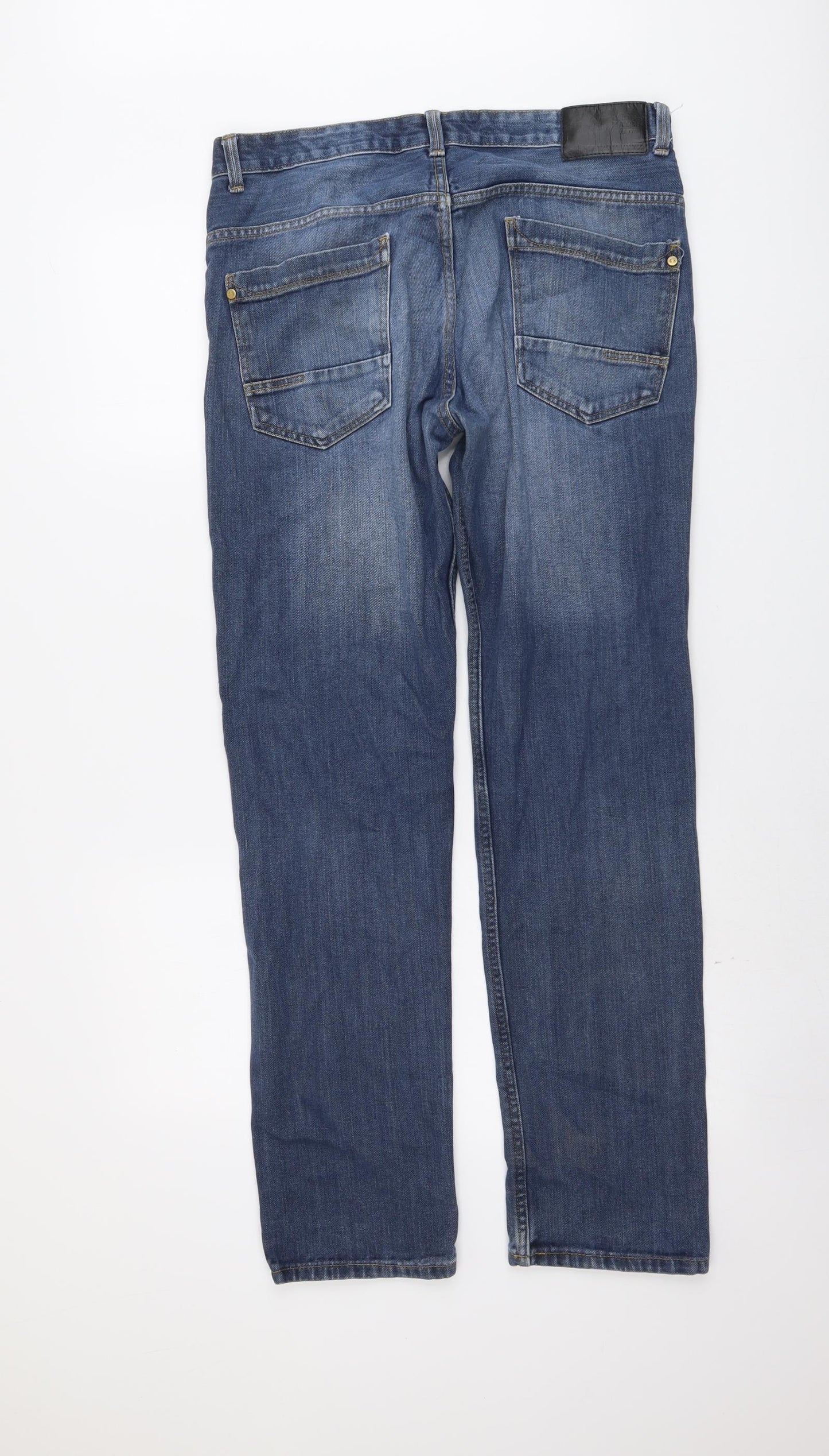 Crosshatch Mens Blue Cotton Straight Jeans Size 32 in L31 in Regular Button
