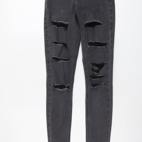Topshop Womens Grey Cotton Skinny Jeans Size 26 in L30 in Regular Button