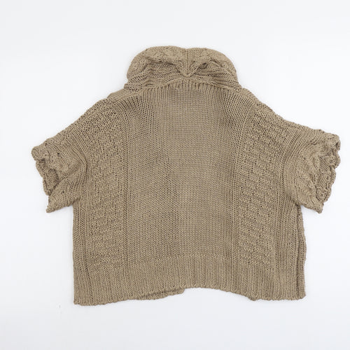Marks and Spencer Womens Beige V-Neck Acrylic Cardigan Jumper Size 8