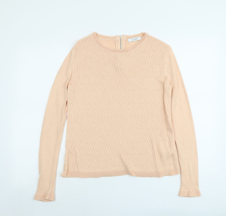 Marks and Spencer Womens Orange Round Neck Geometric Acrylic Pullover Jumper Size 10