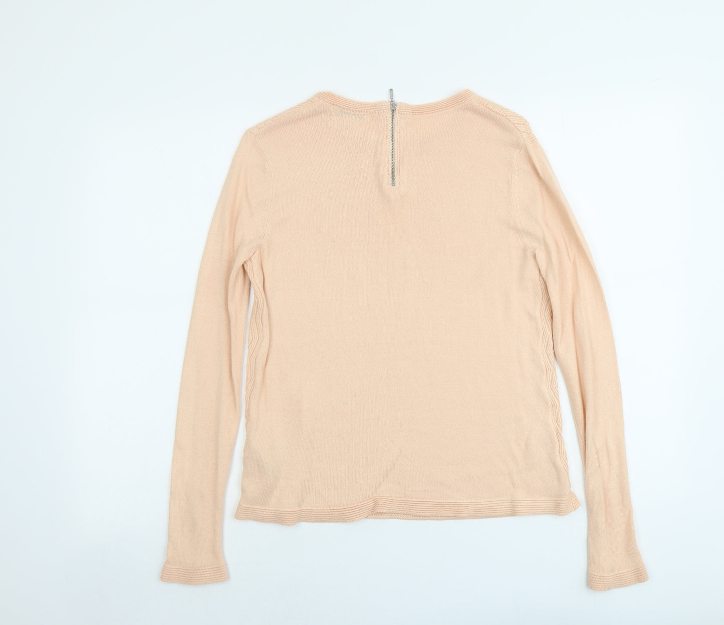 Marks and Spencer Womens Orange Round Neck Geometric Acrylic Pullover Jumper Size 10