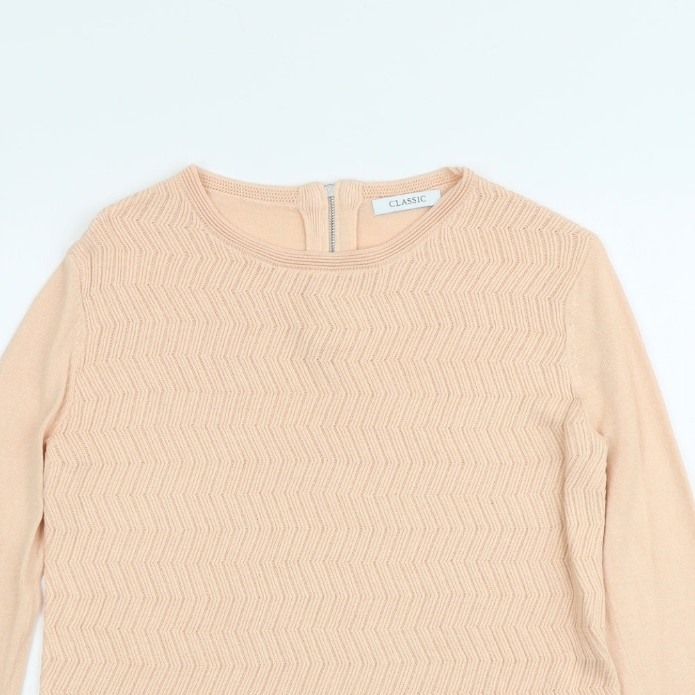 Marks and Spencer Womens Orange Round Neck Geometric Acrylic Pullover Jumper Size 10