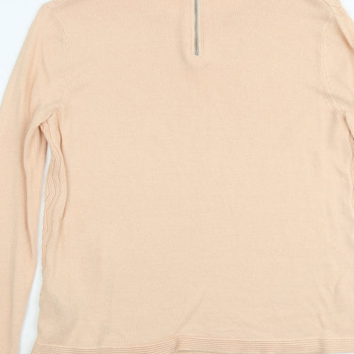 Marks and Spencer Womens Orange Round Neck Geometric Acrylic Pullover Jumper Size 10