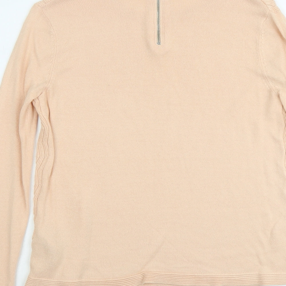 Marks and Spencer Womens Orange Round Neck Geometric Acrylic Pullover Jumper Size 10