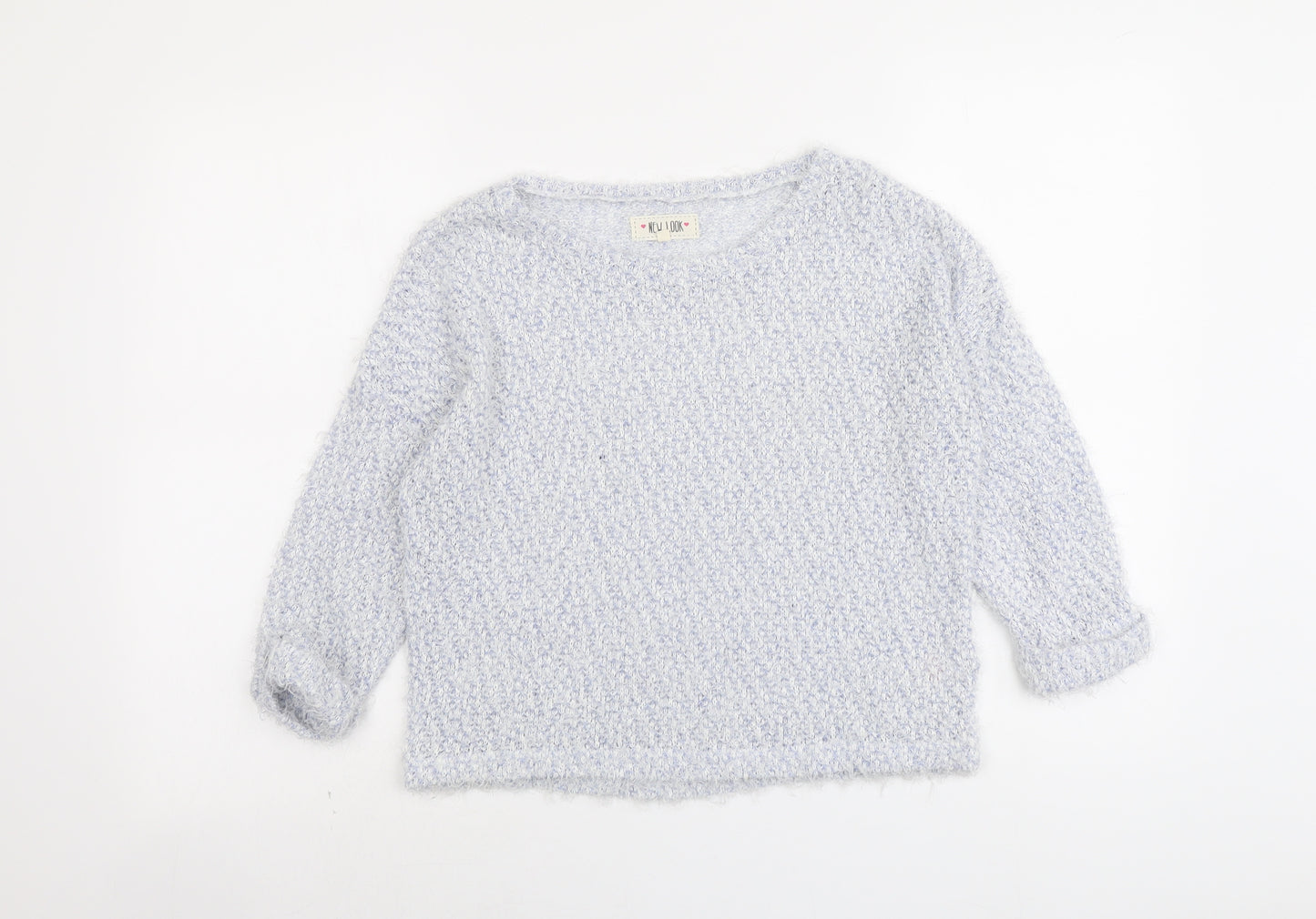 New Look Womens Blue Round Neck Polyester Pullover Jumper Size 10