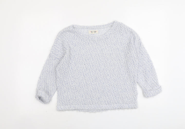 New Look Womens Blue Round Neck Polyester Pullover Jumper Size 10