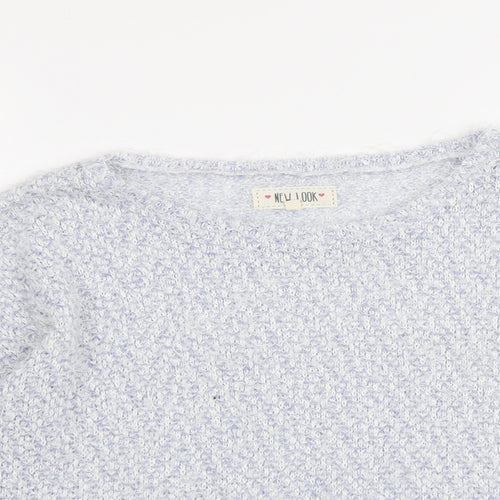 New Look Womens Blue Round Neck Polyester Pullover Jumper Size 10