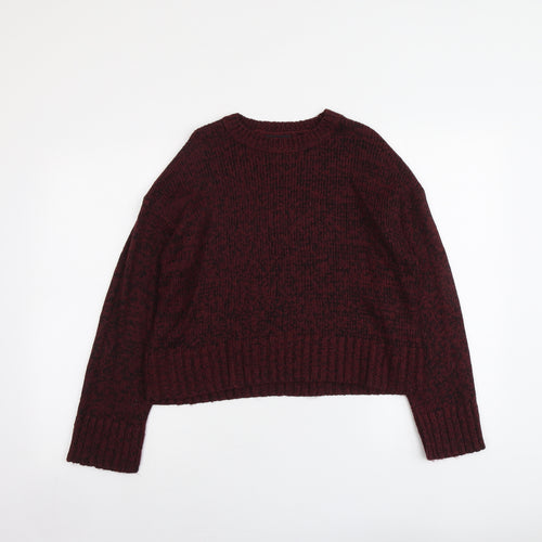 New Look Womens Red Round Neck Acrylic Pullover Jumper Size S