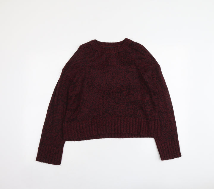 New Look Womens Red Round Neck Acrylic Pullover Jumper Size S