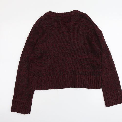 New Look Womens Red Round Neck Acrylic Pullover Jumper Size S