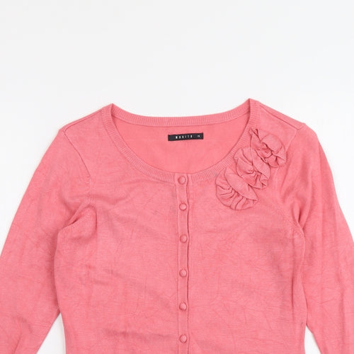 Mohito Womens Pink Round Neck Polyester Cardigan Jumper Size XS