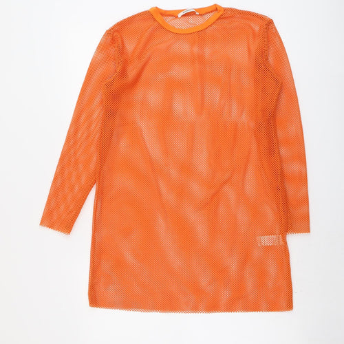 Missguided Womens Orange Polyester Tunic Blouse Size 4 Round Neck