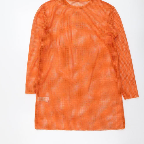 Missguided Womens Orange Polyester Tunic Blouse Size 4 Round Neck