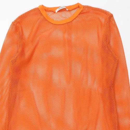 Missguided Womens Orange Polyester Tunic Blouse Size 4 Round Neck