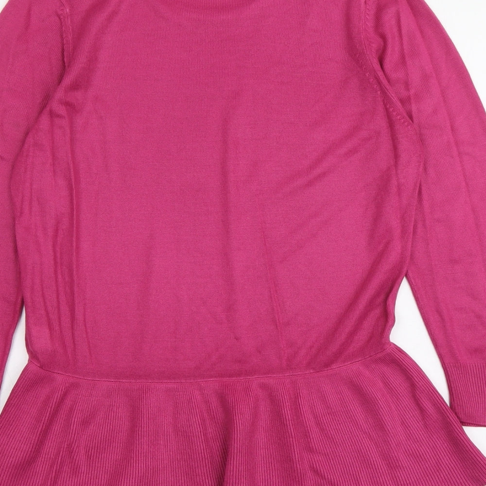 Marks and Spencer Womens Pink Round Neck Acrylic Pullover Jumper Size 14