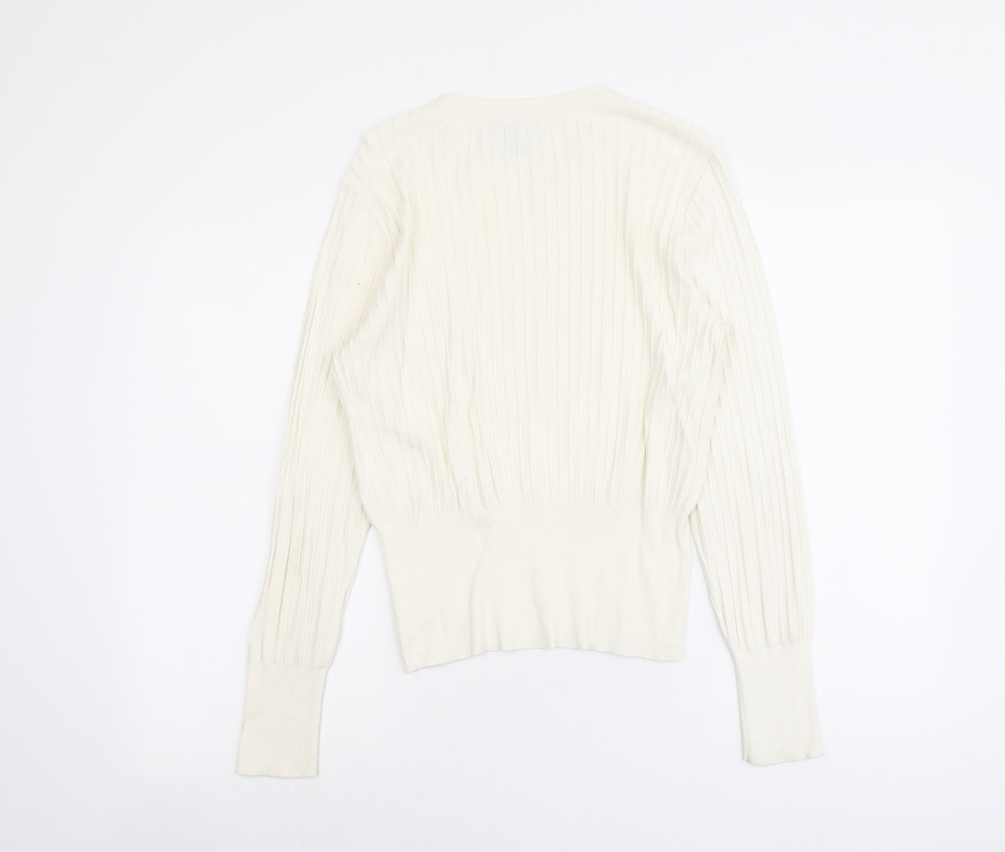 H&M Womens Ivory Round Neck Acrylic Pullover Jumper Size S