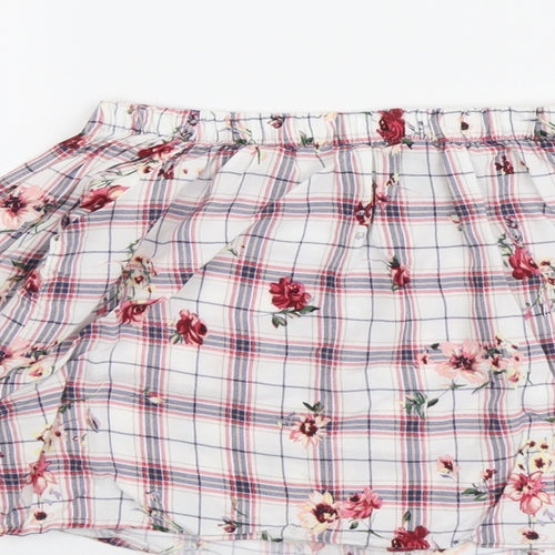 Bershka Womens Multicoloured Floral Viscose Cropped Blouse Size XS Boat Neck