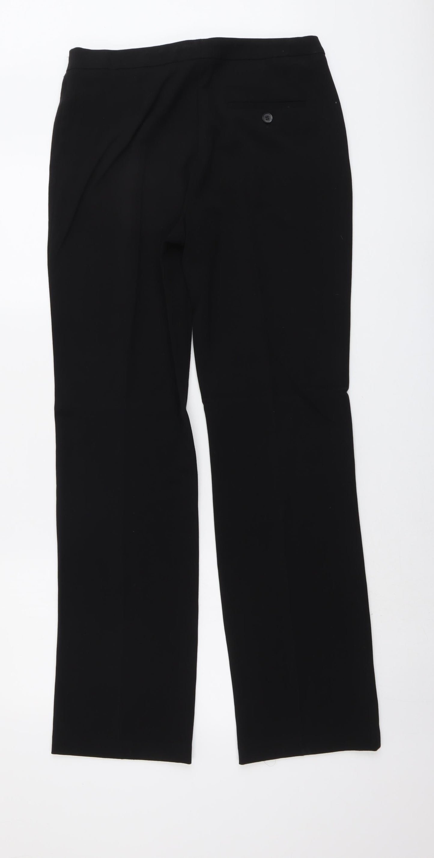 Marks and Spencer Womens Black Polyester Trousers Size 12 L32 in Regular Button