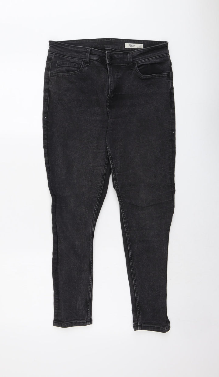 Marks and Spencer Womens Black Cotton Skinny Jeans Size 12 L28 in Regular Button