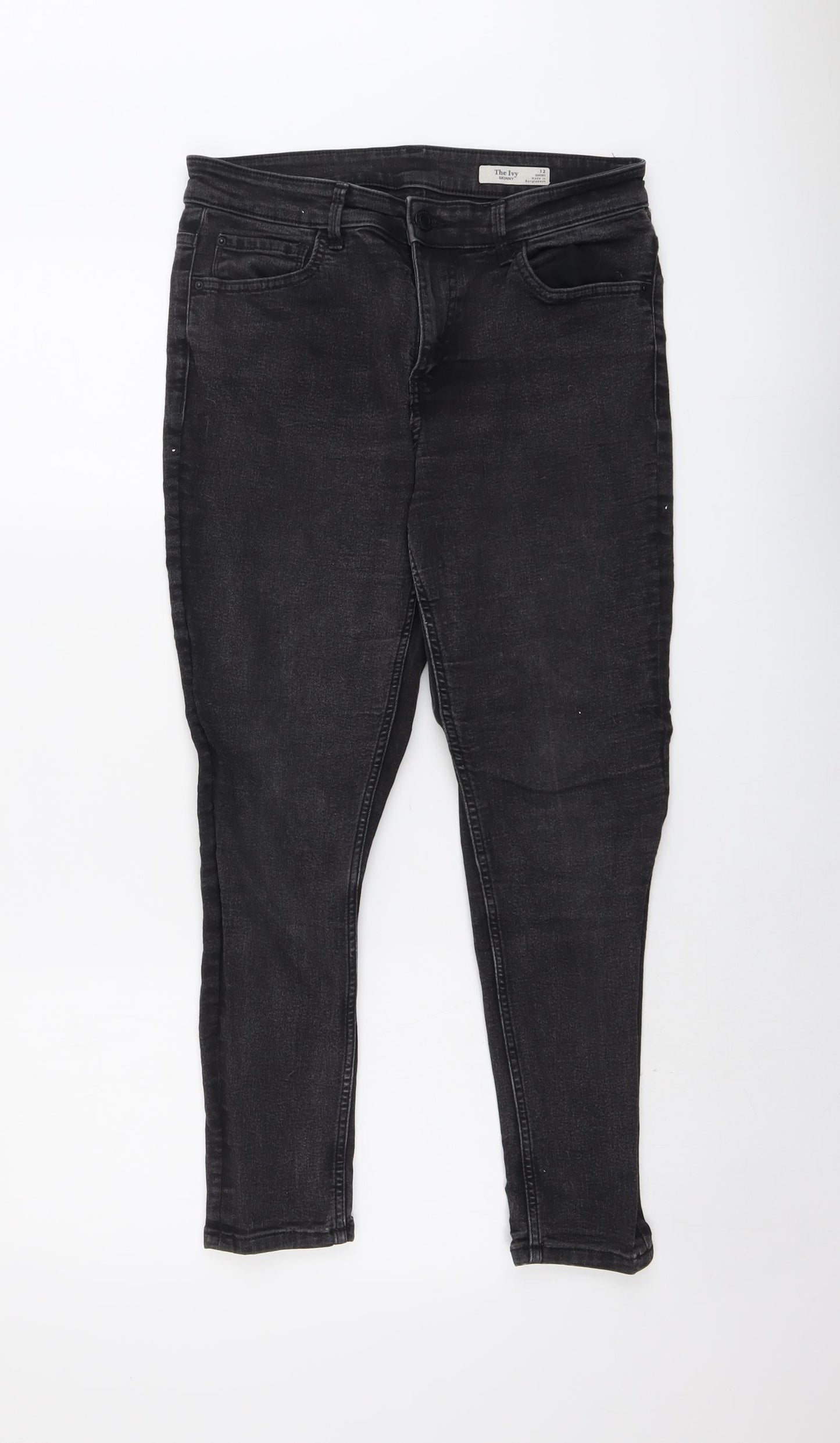 Marks and Spencer Womens Black Cotton Skinny Jeans Size 12 L28 in Regular Button