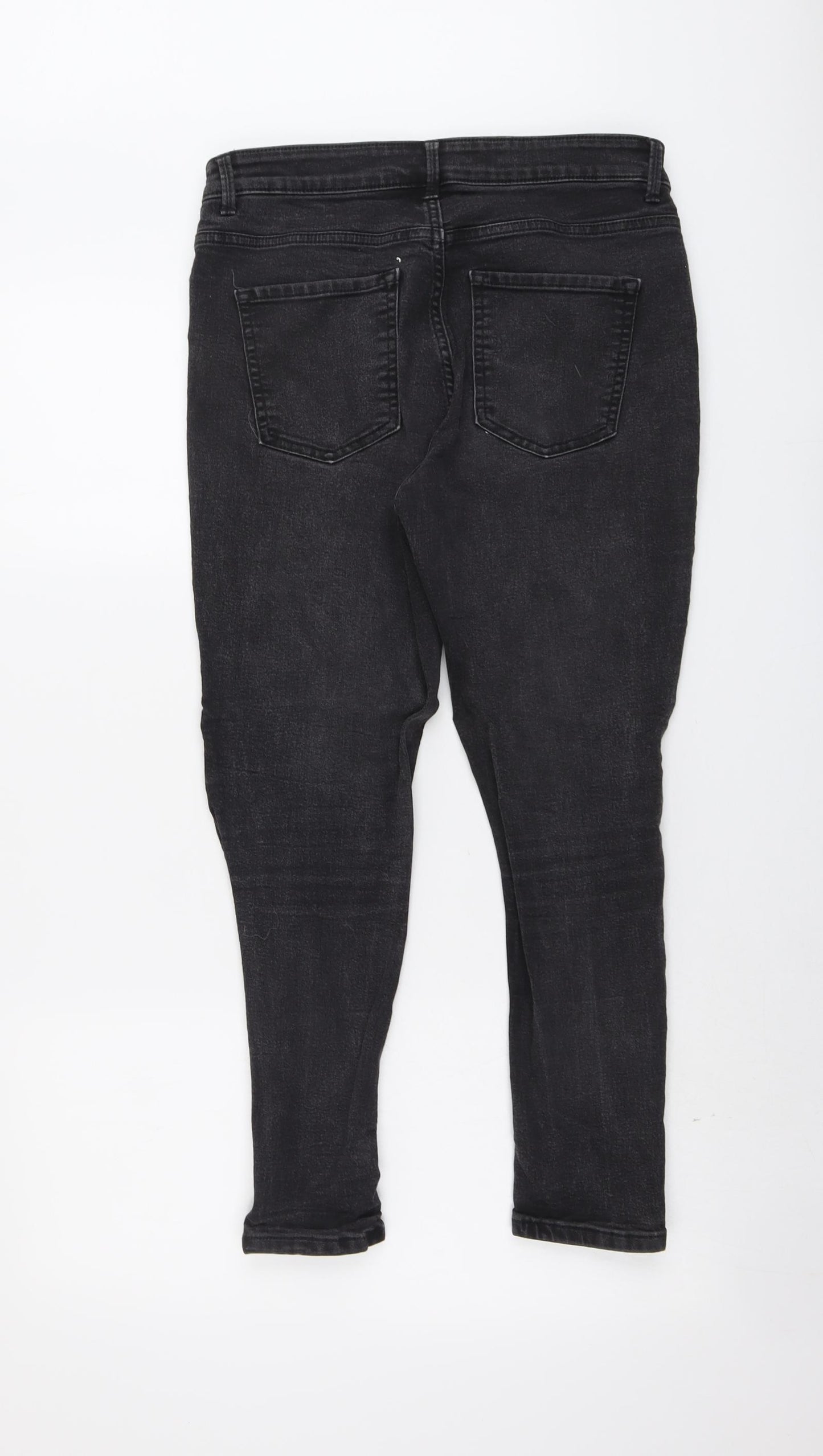 Marks and Spencer Womens Black Cotton Skinny Jeans Size 12 L28 in Regular Button