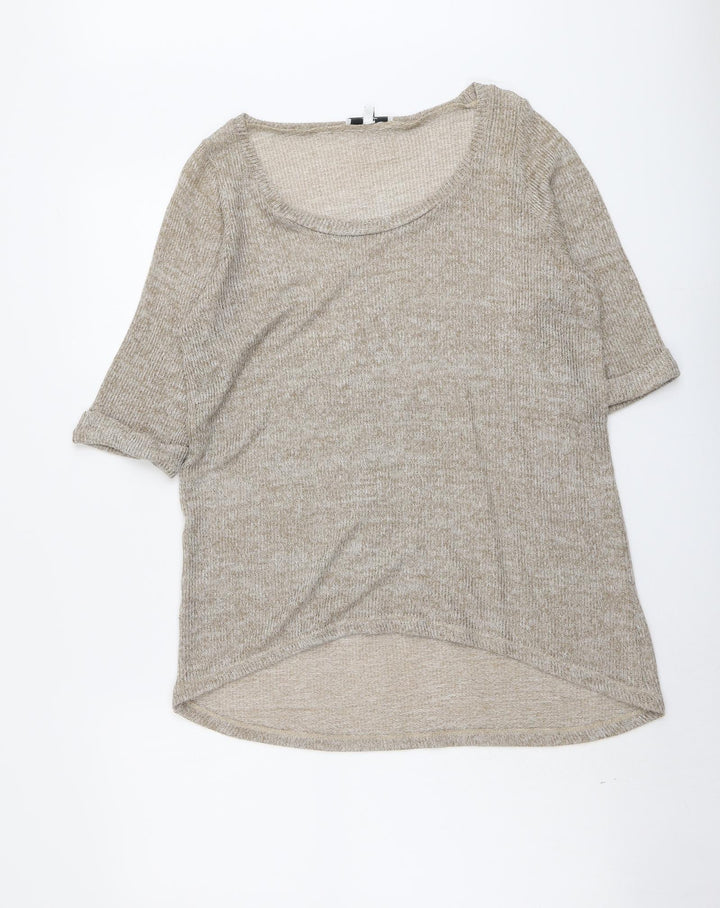 New Look Womens Beige Round Neck Acrylic Pullover Jumper Size 14