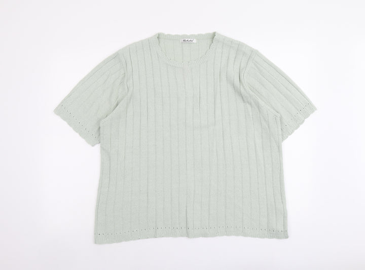 Berkertex Womens Green Round Neck Acrylic Pullover Jumper Size 18