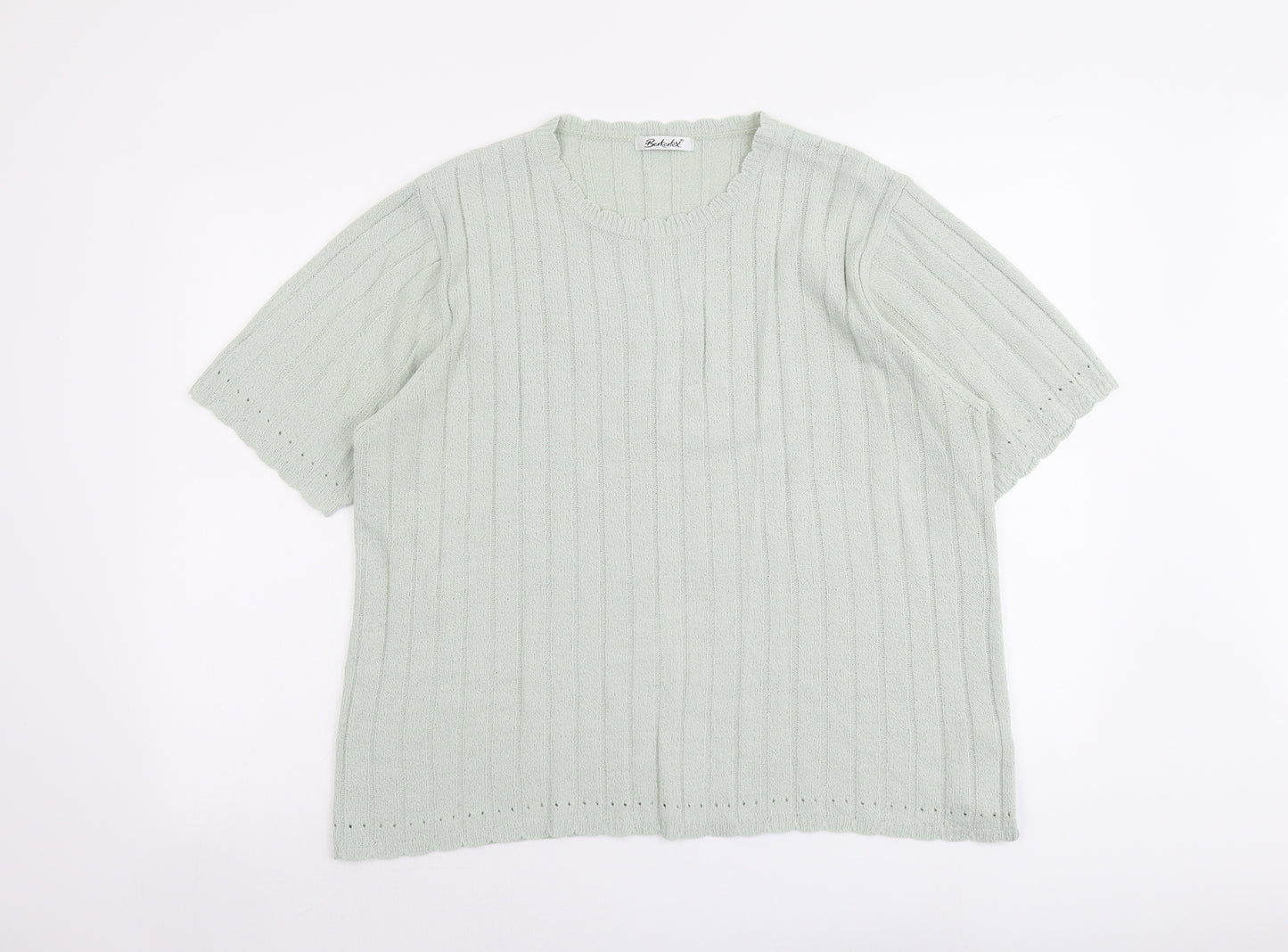 Berkertex Womens Green Round Neck Acrylic Pullover Jumper Size 18