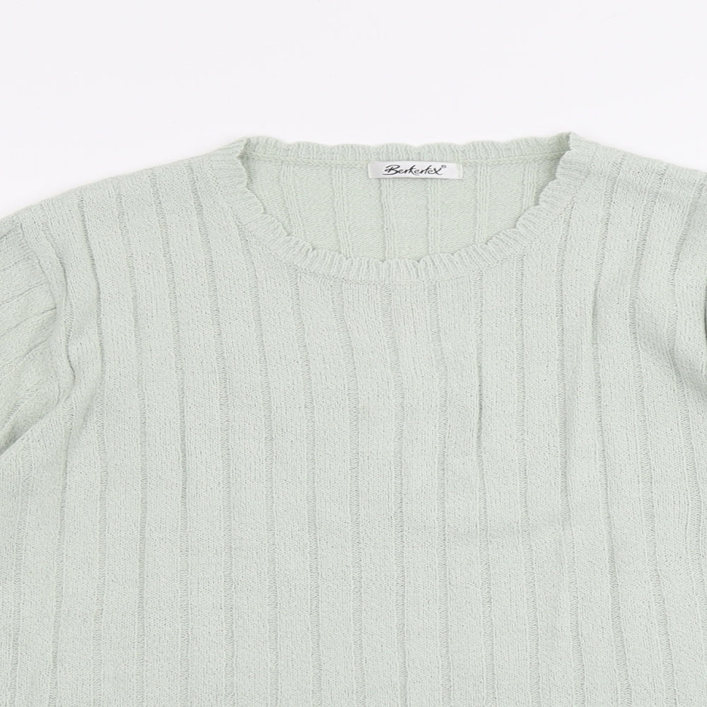 Berkertex Womens Green Round Neck Acrylic Pullover Jumper Size 18