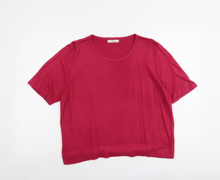 Marks and Spencer Womens Pink Round Neck Acrylic Pullover Jumper Size 16
