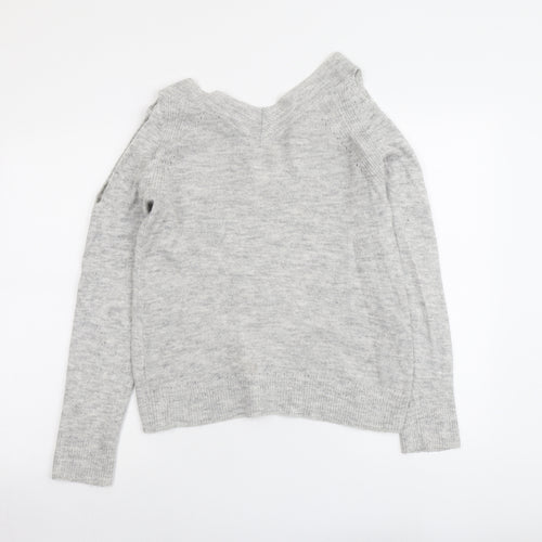 Dorothy Perkins Womens Grey V-Neck Acrylic Pullover Jumper Size 10