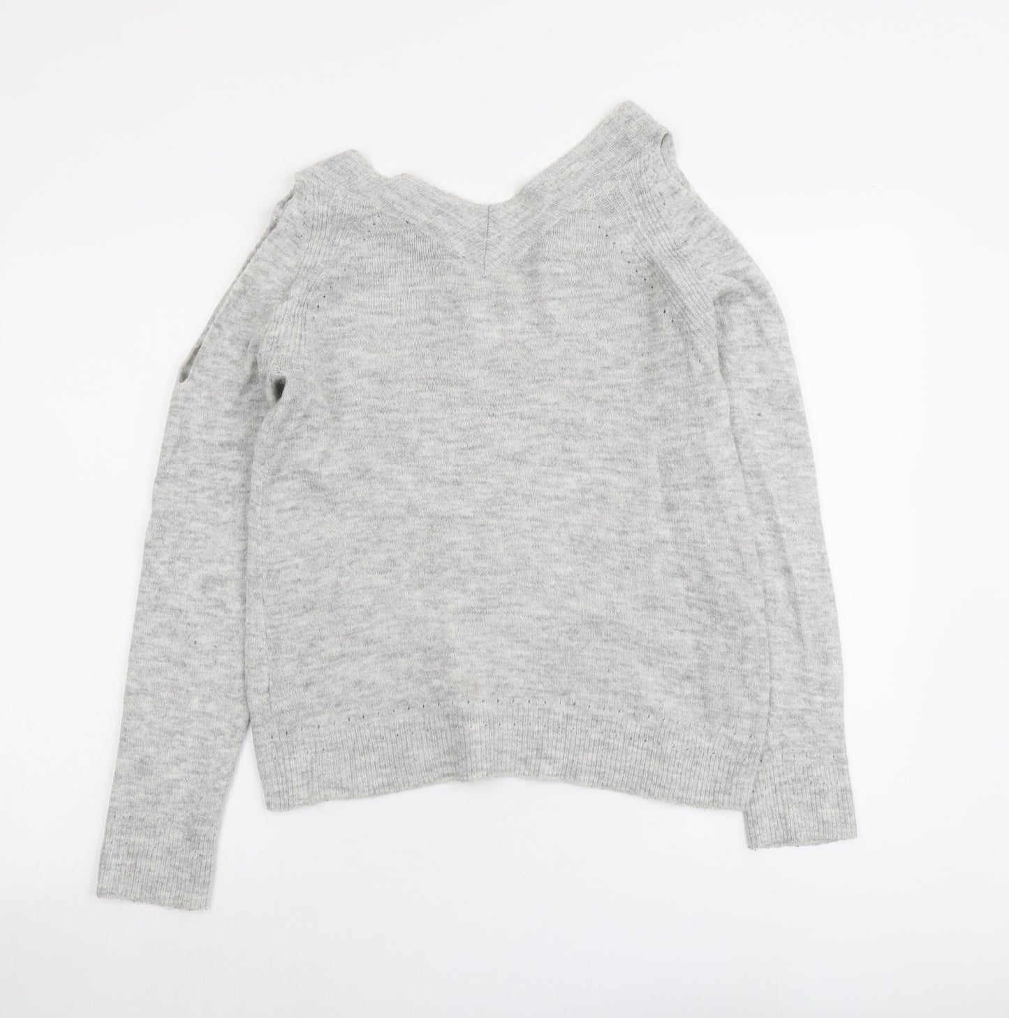 Dorothy Perkins Womens Grey V-Neck Acrylic Pullover Jumper Size 10