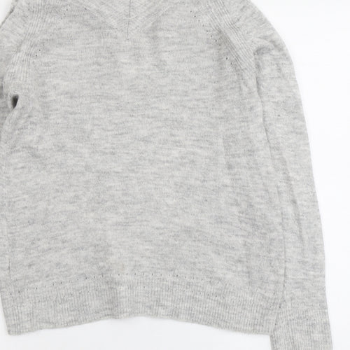 Dorothy Perkins Womens Grey V-Neck Acrylic Pullover Jumper Size 10