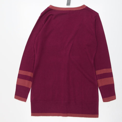 South Womens Purple V-Neck Acrylic Cardigan Jumper Size 8