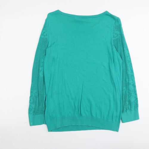 H&M Womens Green Boat Neck Modal Pullover Jumper Size M
