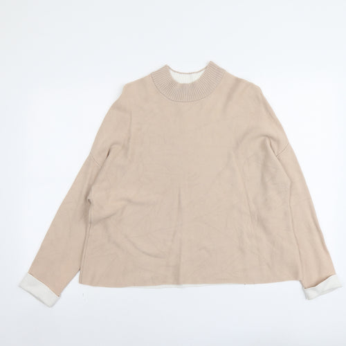 New Look Womens Beige Round Neck Cotton Pullover Jumper Size 8