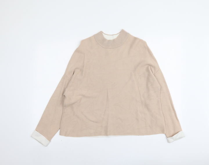 New Look Womens Beige Round Neck Cotton Pullover Jumper Size 8