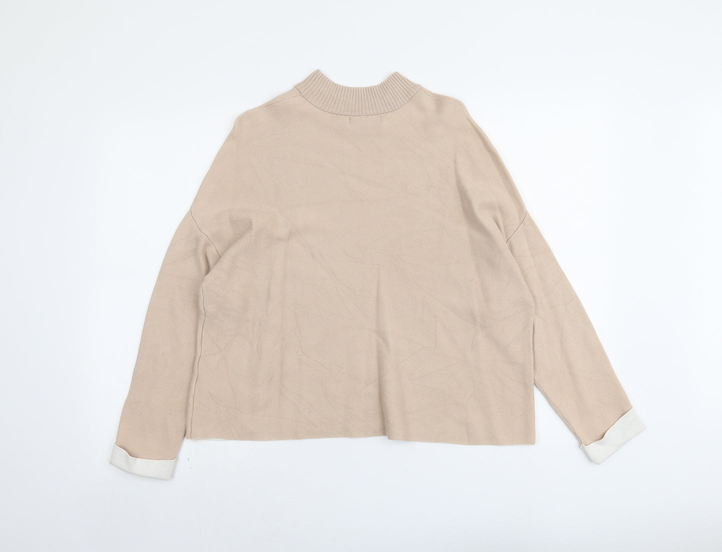 New Look Womens Beige Round Neck Cotton Pullover Jumper Size 8
